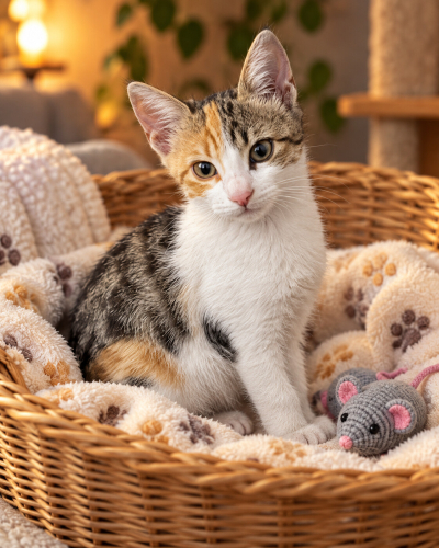 Bu minik güzelliğe ömürlük yuva arıyoruz 🐱🤍 Tatlı mı tatlı, üç renkli bu minik fotoğraf