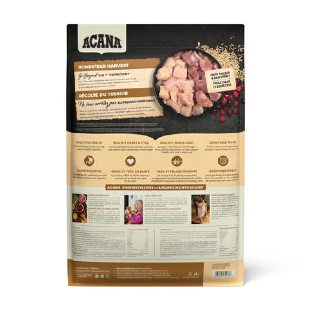 Acana Homestead Harvest Yüksek Proteinli Tavuklu ve Hindili Yetişkin Kedi Maması 1,8kg
