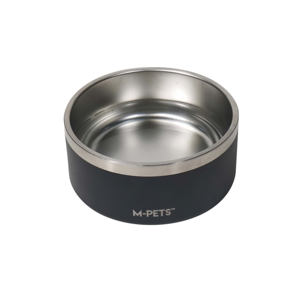 M-Pets Eskimo Çift Cidarlı Köpek Mama ve Su Kabı 2000ml (Siyah)