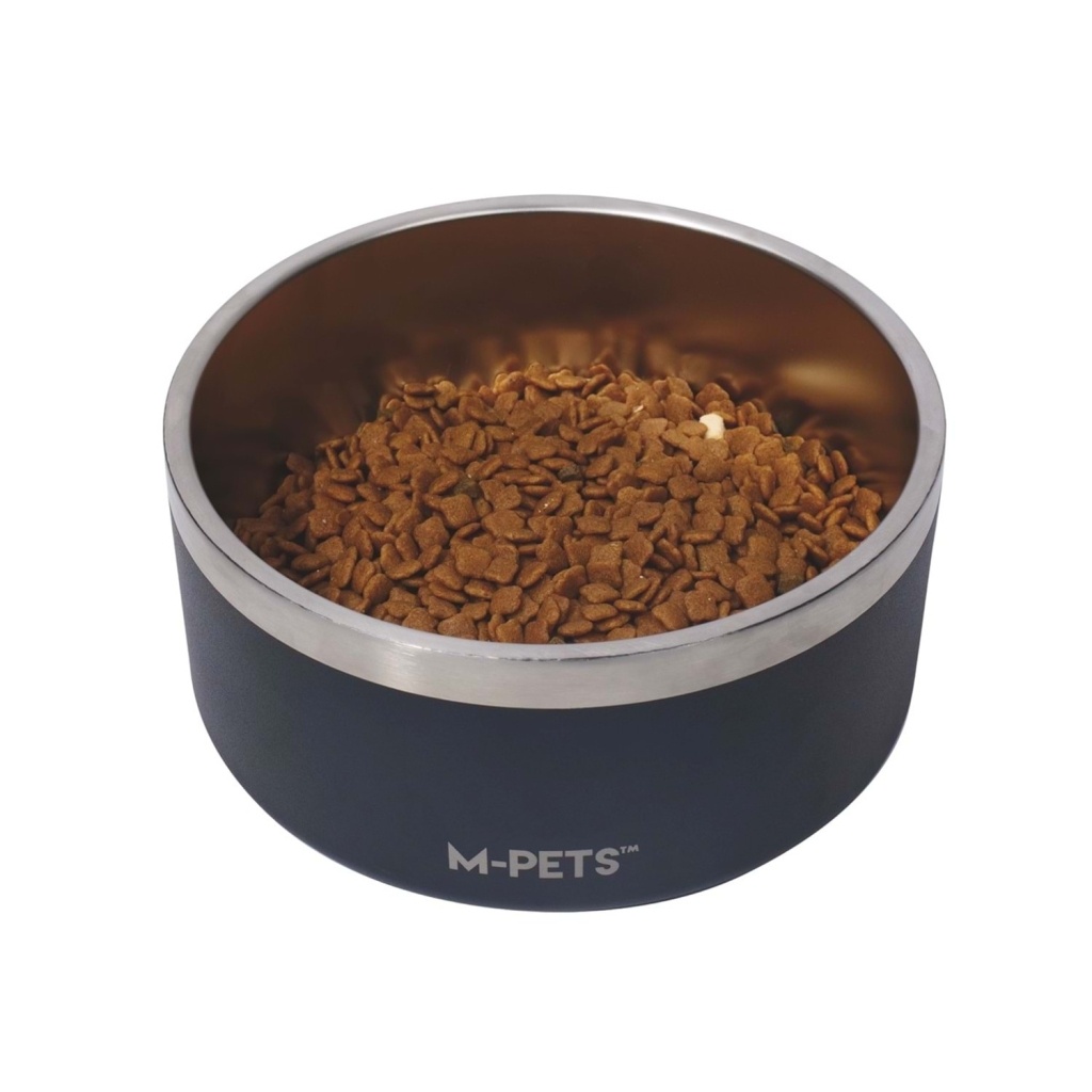 M-Pets Eskimo Çift Cidarlı Köpek Mama ve Su Kabı 2000ml (Siyah)
