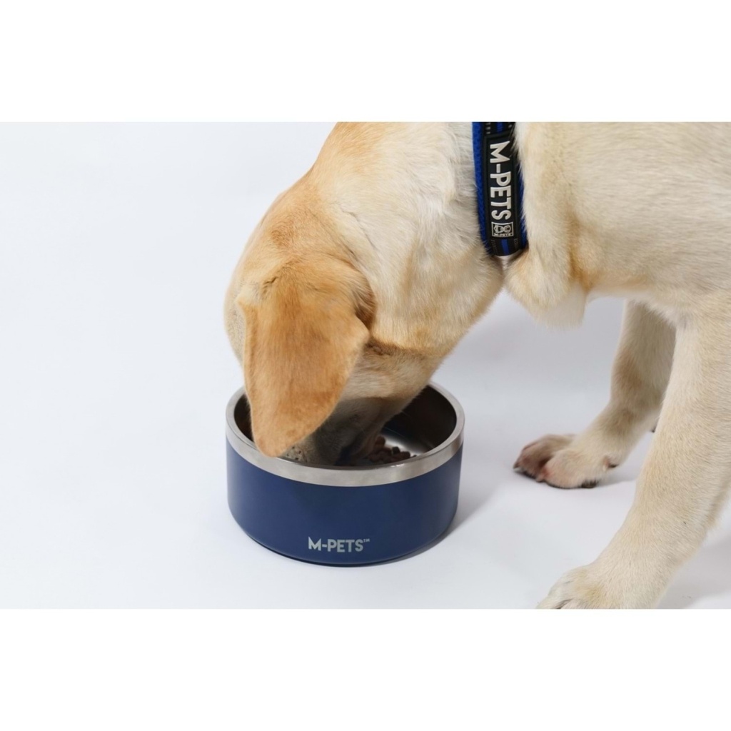 M-Pets Eskimo Çift Cidarlı Köpek Mama ve Su Kabı 2000ml (Mavi)