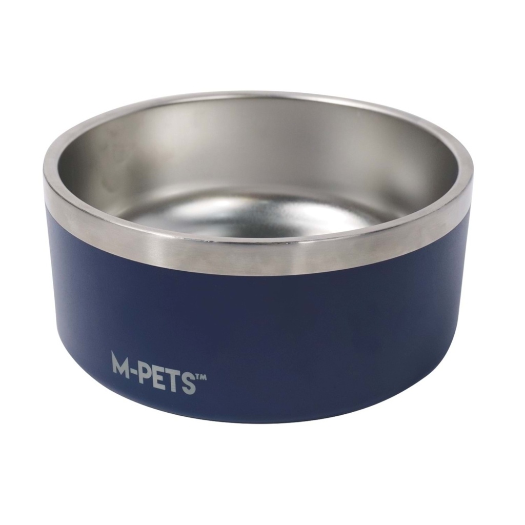 M-Pets Eskimo Çift Cidarlı Köpek Mama ve Su Kabı 1250ml (Mavi)