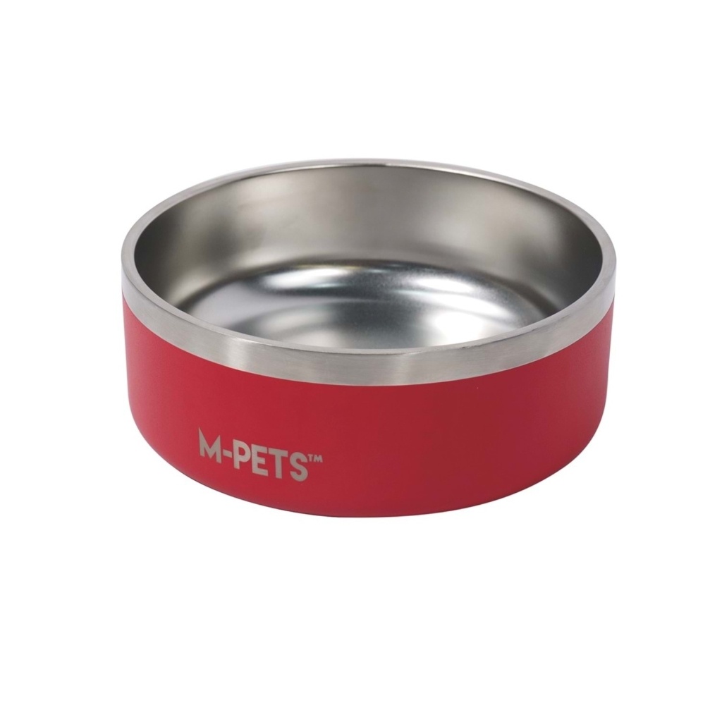 M-Pets Eskimo Çift Cidarlı Köpek Mama ve Su Kabı 1250ml (Kırmızı)