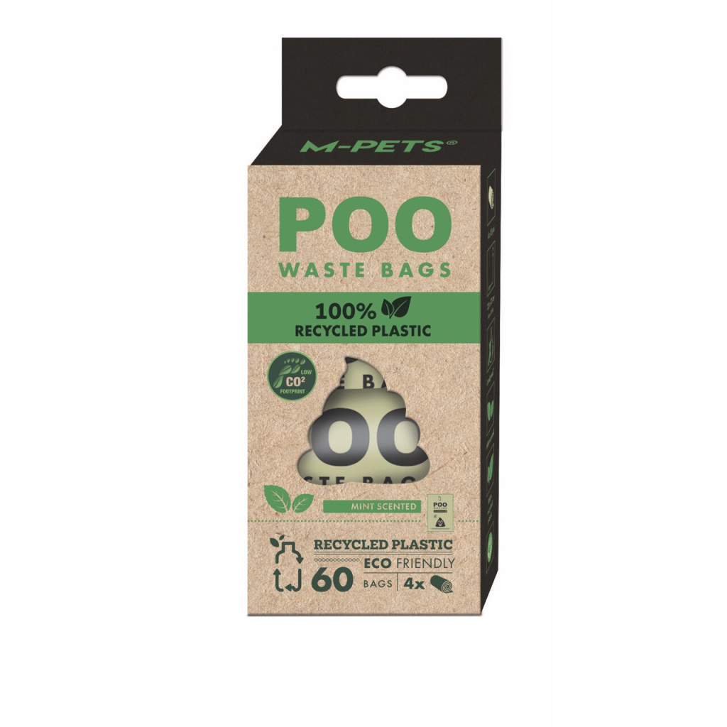 M-Pets Poo Recycled Nane Kokulu Köpek Dışkı Poşeti 22x32cm (4'lü)