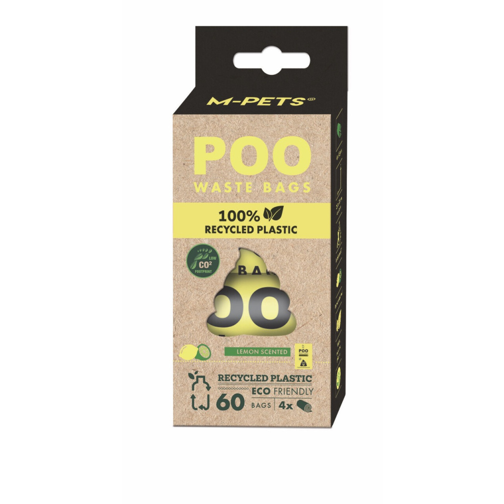 M-Pets Poo Recycled Limon Kokulu Dışkı Poşeti 22x32cm (4'lü)