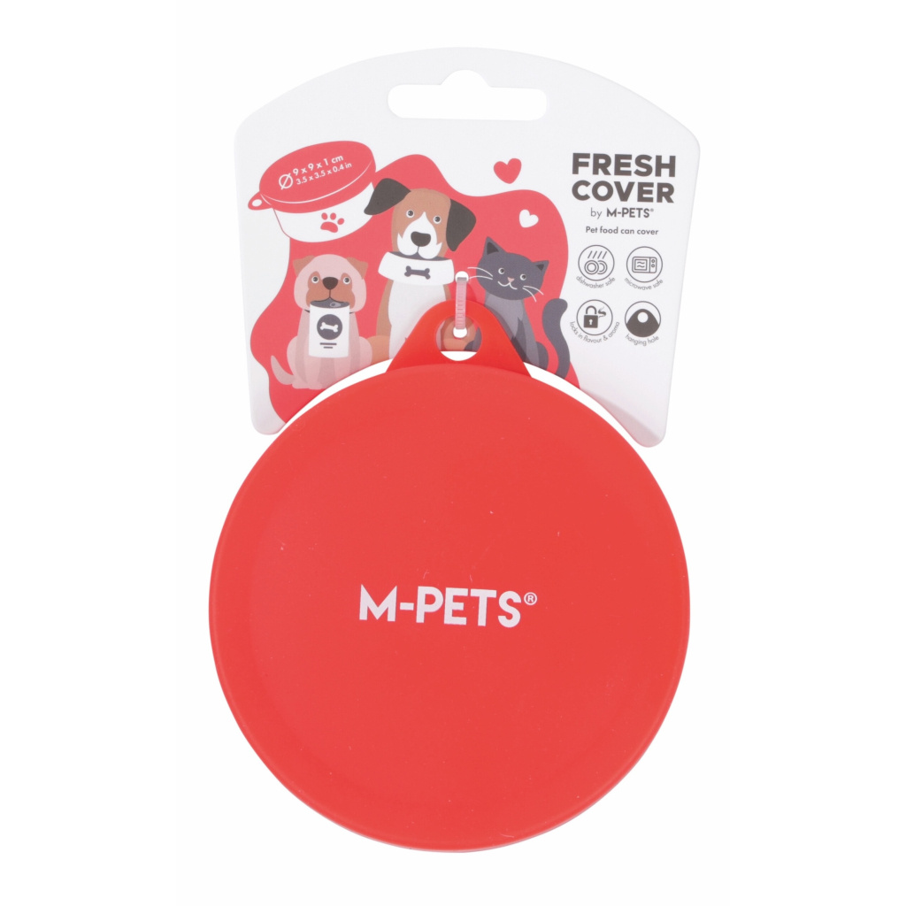 M-Pets Fresh Cover Kedi ve Köpek Konserveleri için Plastik Koruma Kapağı 9x9x1cm (Kırmızı)