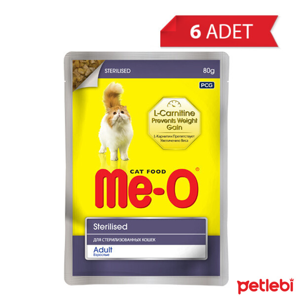 Me-O Kilo Kontrolü için L-Carnitinli Tavuk Etli  Kısırlaştırılmış Kedi Konservesi 80gr (6 Adet)
