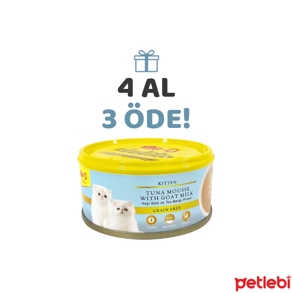 Me-O Delite Keçi Sütlü Ton Balıklı Tahılsız Ezme Yavru Kedi Konservesi 80gr (4 AL 3 ÖDE)