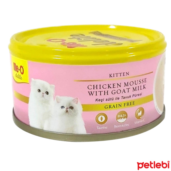 Me-O Delite Keçi Sütlü Tavuklu Tahılsız Ezme Yavru Kedi Konservesi 80gr (4 AL 3 ÖDE)