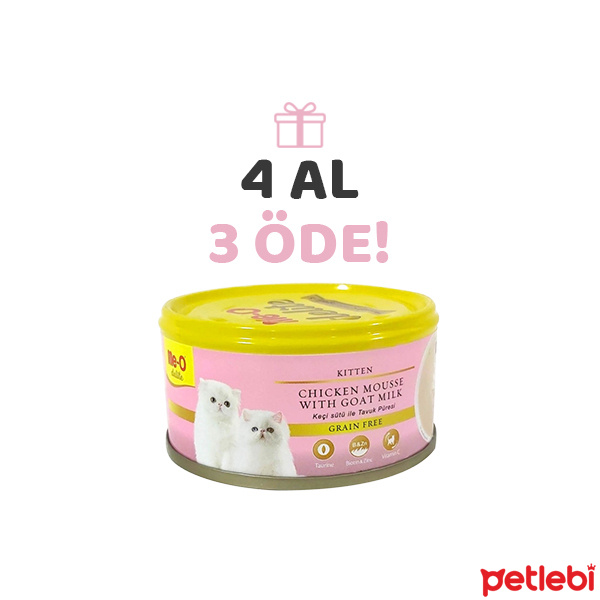 Me-O Delite Keçi Sütlü Tavuklu Tahılsız Ezme Yavru Kedi Konservesi 80gr (4 AL 3 ÖDE)
