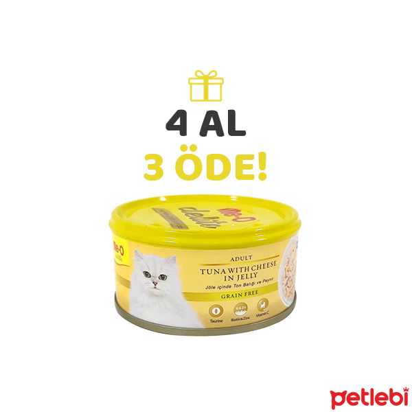Me-O Delite Jöle İçinde Ton Balıklı ve Peynirli Tahılsız Yetişkin Kedi Konservesi 80gr (4 AL 3 ÖDE)