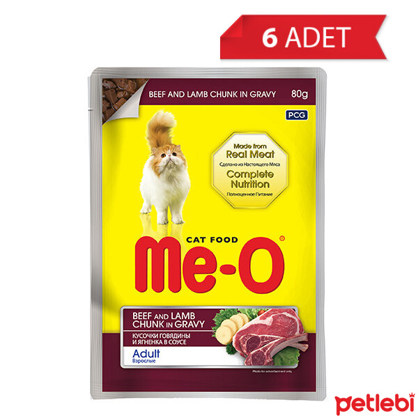 Me-O Dana Etli ve Kuzu Etli Yetişkin Kedi Konservesi 80gr (6 Adet)