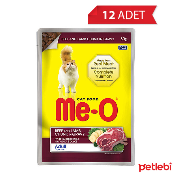 Me-O Dana Etli ve Kuzu Etli Yetişkin Kedi Konservesi 80gr (12 Adet)