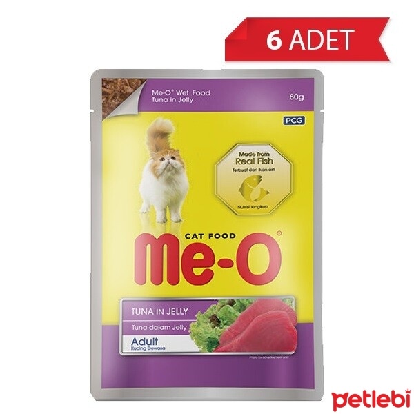 Me-O Jöle İçinde Ton Balıklı Yetişkin Kedi Konservesi 80gr (6 Adet)