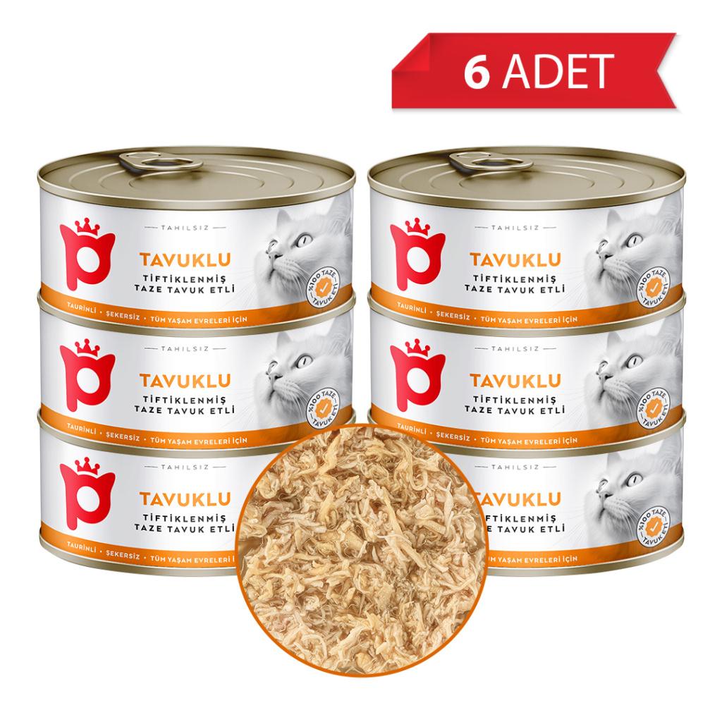 Petlebi Sos İçinde Tiftiklenmiş Taze Tavuk Etli Kedi Konservesi 70gr (6 Adet)