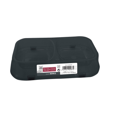 M-Pets Kedi ve Küçük Irk Köpekler için İkili Plastik Mama ve Su Kabı 2x150ml (Siyah)