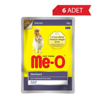 Me-O Kilo Kontrolü için L-Carnitinli Tavuk Etli  Kısırlaştırılmış Kedi Konservesi 80gr (6 Adet)