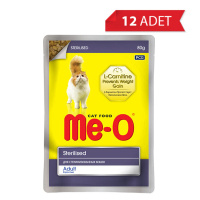 Me-O Kilo Kontrolü için L-Carnitinli Tavuk Etli  Kısırlaştırılmış Kedi Konservesi 80gr (12 Adet)