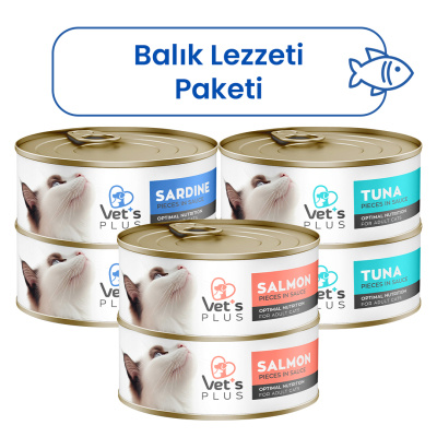 Vet's Plus Optimal Nutrition Balık Lezzeti Serisi Tahılsız Kedi Konservesi 85gr (6 Adet)