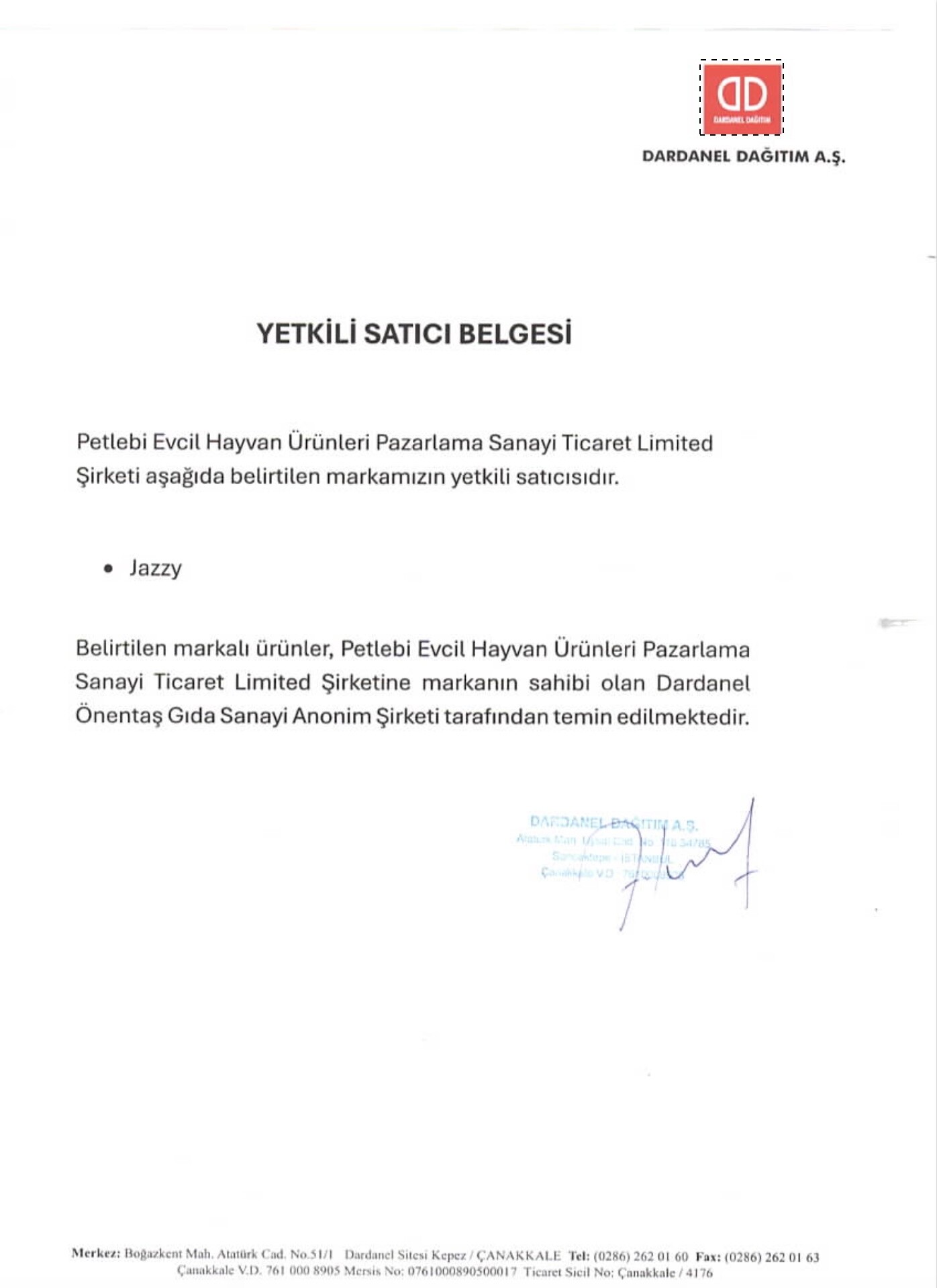Jazzy Yetkili Satıcı Belgesi