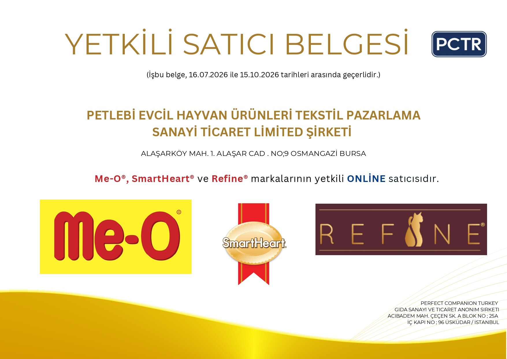 Me-O Yetkili Satıcı Belgesi