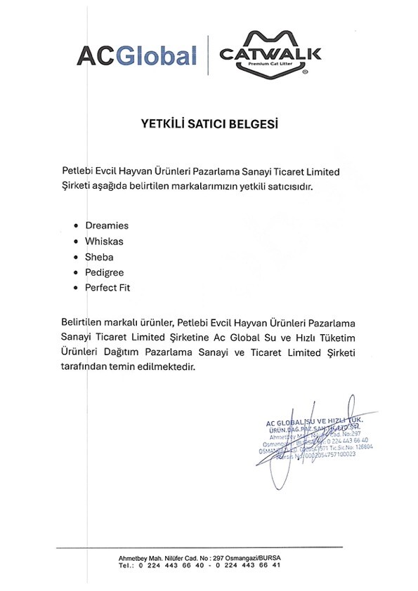 Pedigree Yetkili Satıcı Belgesi