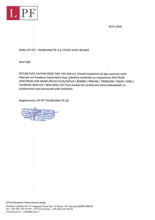 Proline Yetkili Satıcı Belgesi