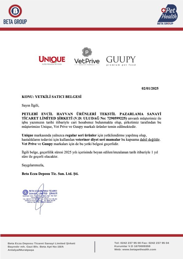 Vet Prive Yetkili Satıcı Belgesi