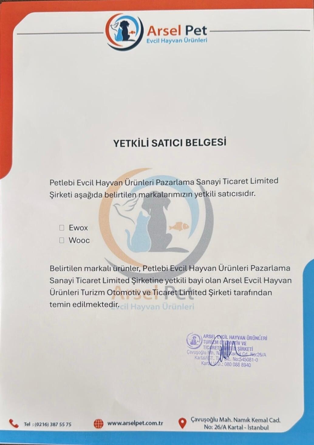 Wooc Yetkili Satıcı Belgesi