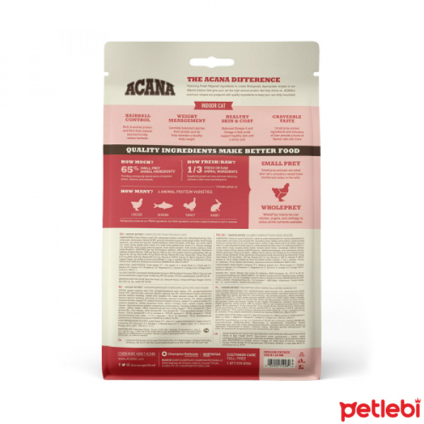 Acana Indoor Entree Hairball Control Tavuklu ve Hindili Kısırlaştırılmış Kedi Maması 340gr