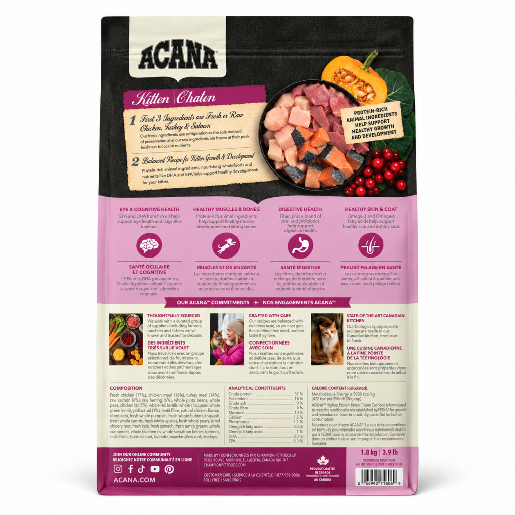 Acana Kitten Tavuklu Hindili ve Balıklı Tahılsız Yavru Kedi Maması 1,8kg