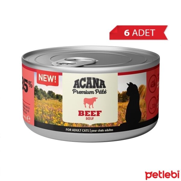 Acana Premium Pate Sığır Etli Ezme Yetişkin Kedi Konservesi 85gr (6 Adet)