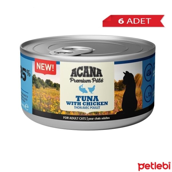 Acana Premium Pate Ton Balıklı ve Tavuklu Ezme Yetişkin Kedi Konservesi 85gr (6 Adet)