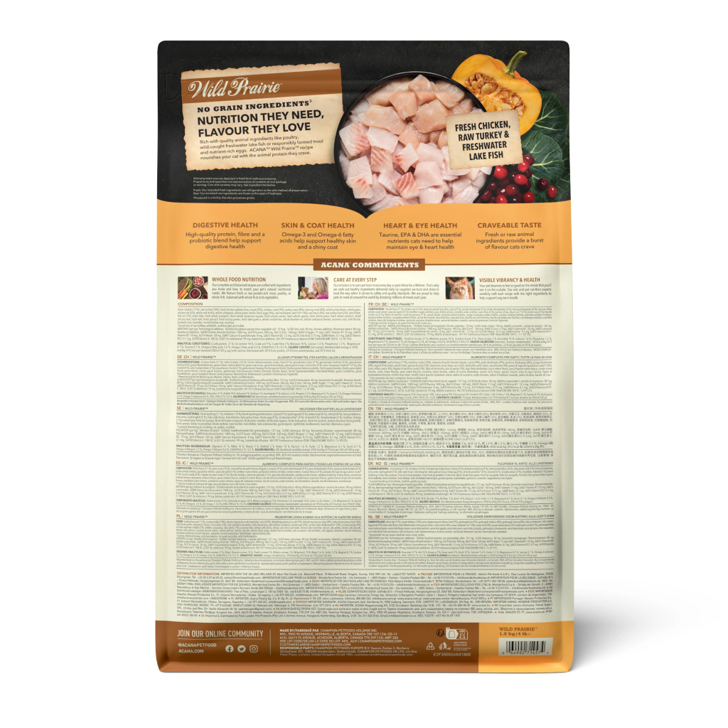 Acana Wild Prairie Tavuklu ve Balıklı Tahılsız Kedi Maması 1,8kg