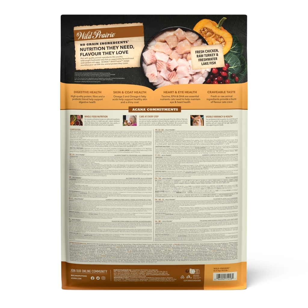 Acana Wild Prairie Tavuklu ve Balıklı Tahılsız Kedi Maması 4,5kg