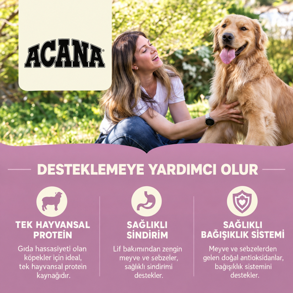 Acana Grass-Fed Lamb Mono Protein Kuzu Etli Tahılsız Köpek Maması 2kg