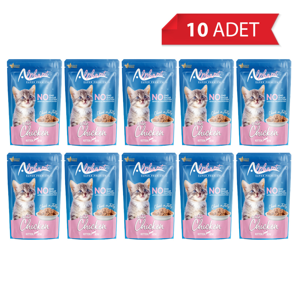 Alphapet Jöle İçinde Parça Tavuklu Yavru Kedi Konservesi 85gr (10'lu)