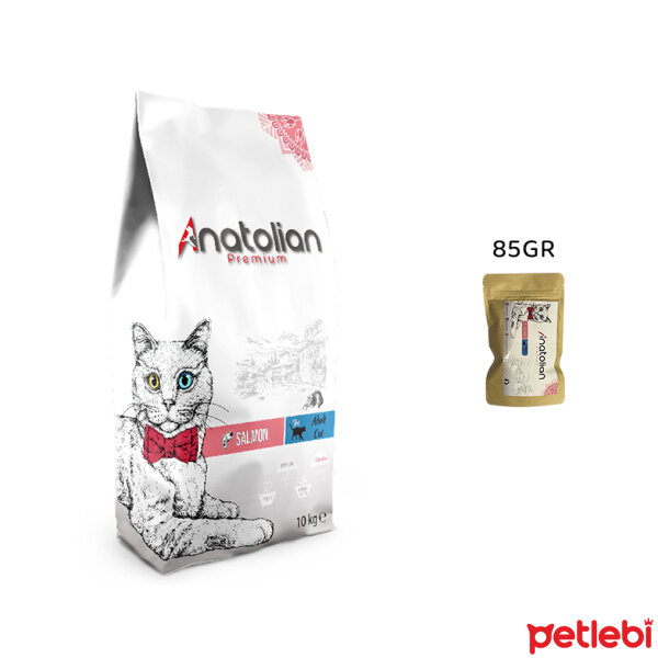 Anatolian Premium Somon Etli ve Pirinçli Yetişkin Tester Kedi Maması 85gr