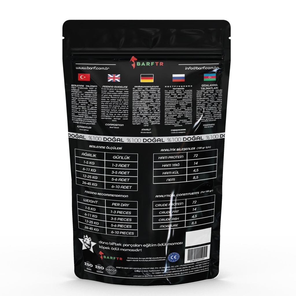 BARFTR Dog Treat Dana Biftek Köpek Ödül Maması 80gr