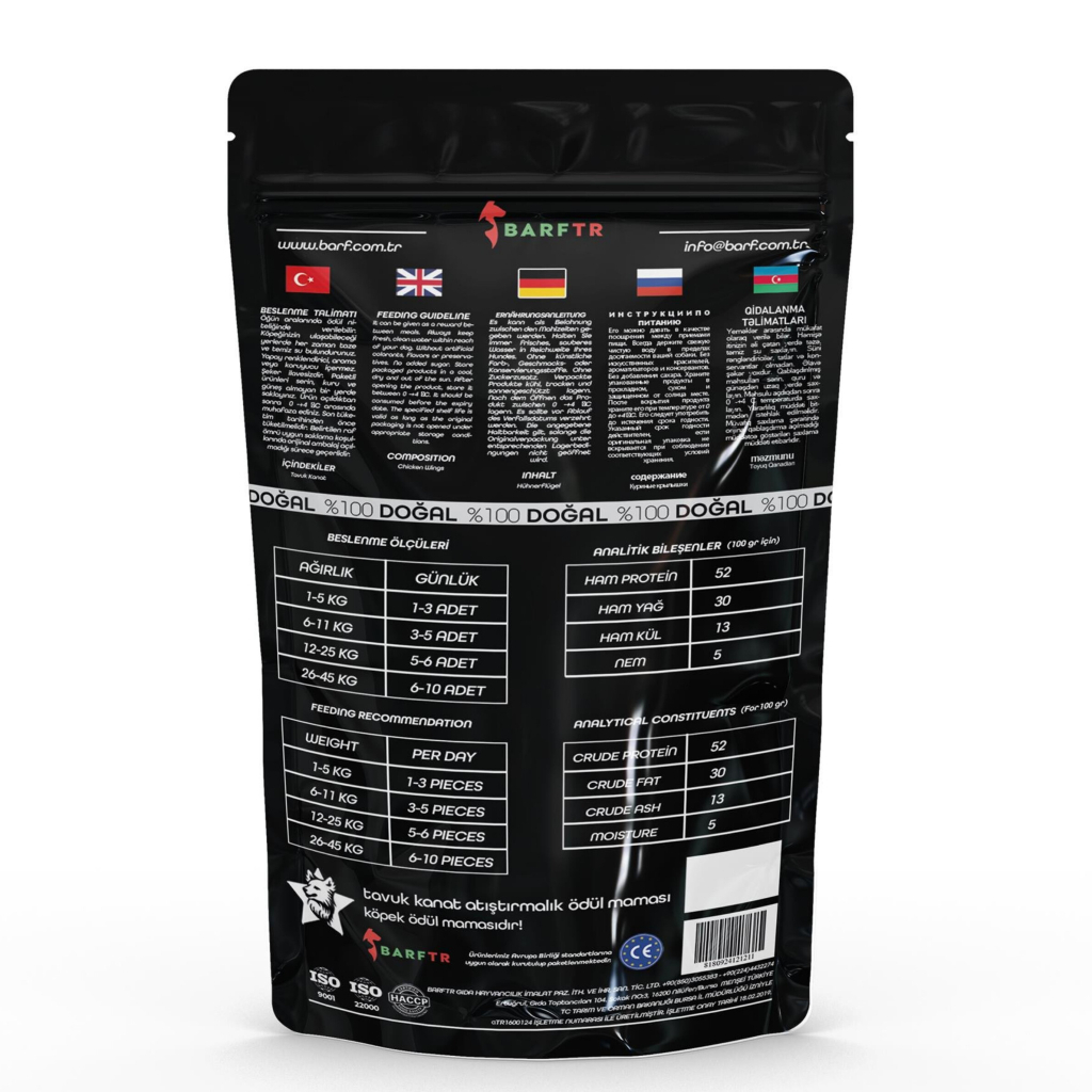 BARFTR Dog Treat Tavuk Kanat Köpek Ödül Maması 80gr