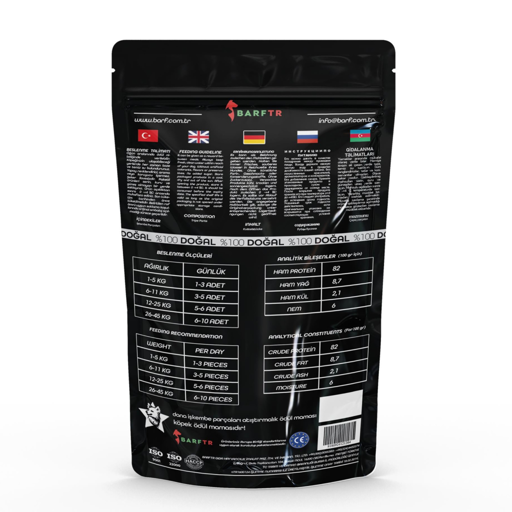 BARFTR Dog Treat İşkembe Parçaları Köpek Ödül Maması 80gr