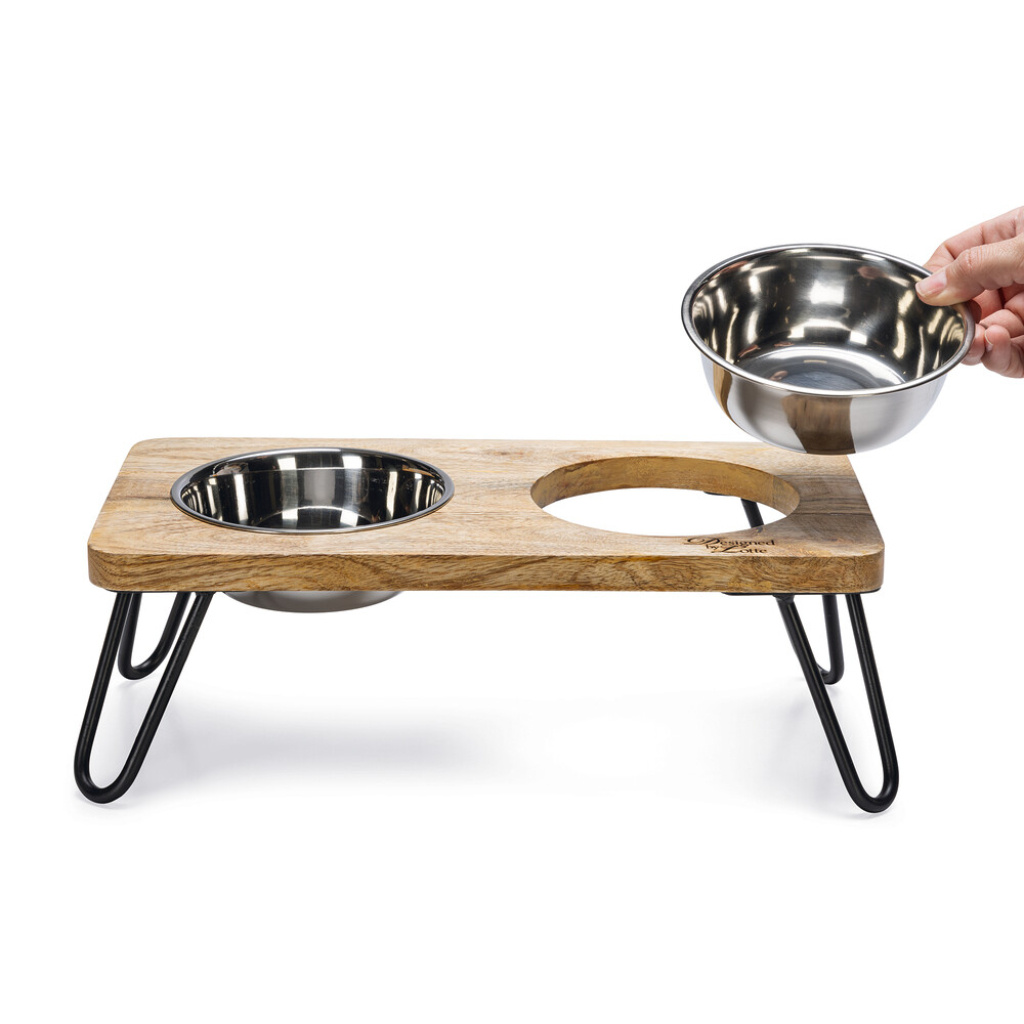 Beeztees Dbl Paslanmaz Çelik Kedi İkili Mama ve Su Kabı 31x16x10cm