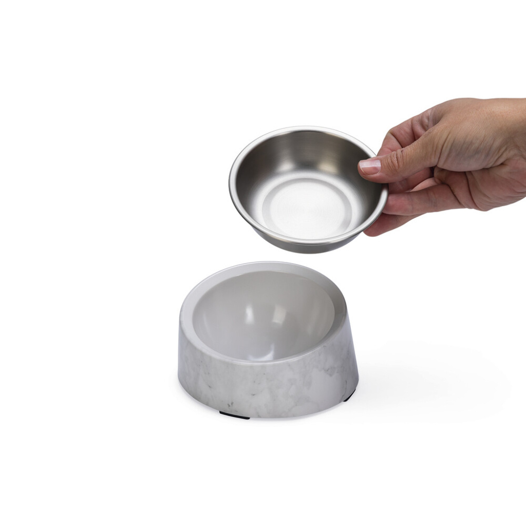 Beeztees Dbl Vita Paslanmaz Çelik Kedi Mama Su Kabı 160ml (Beyaz)