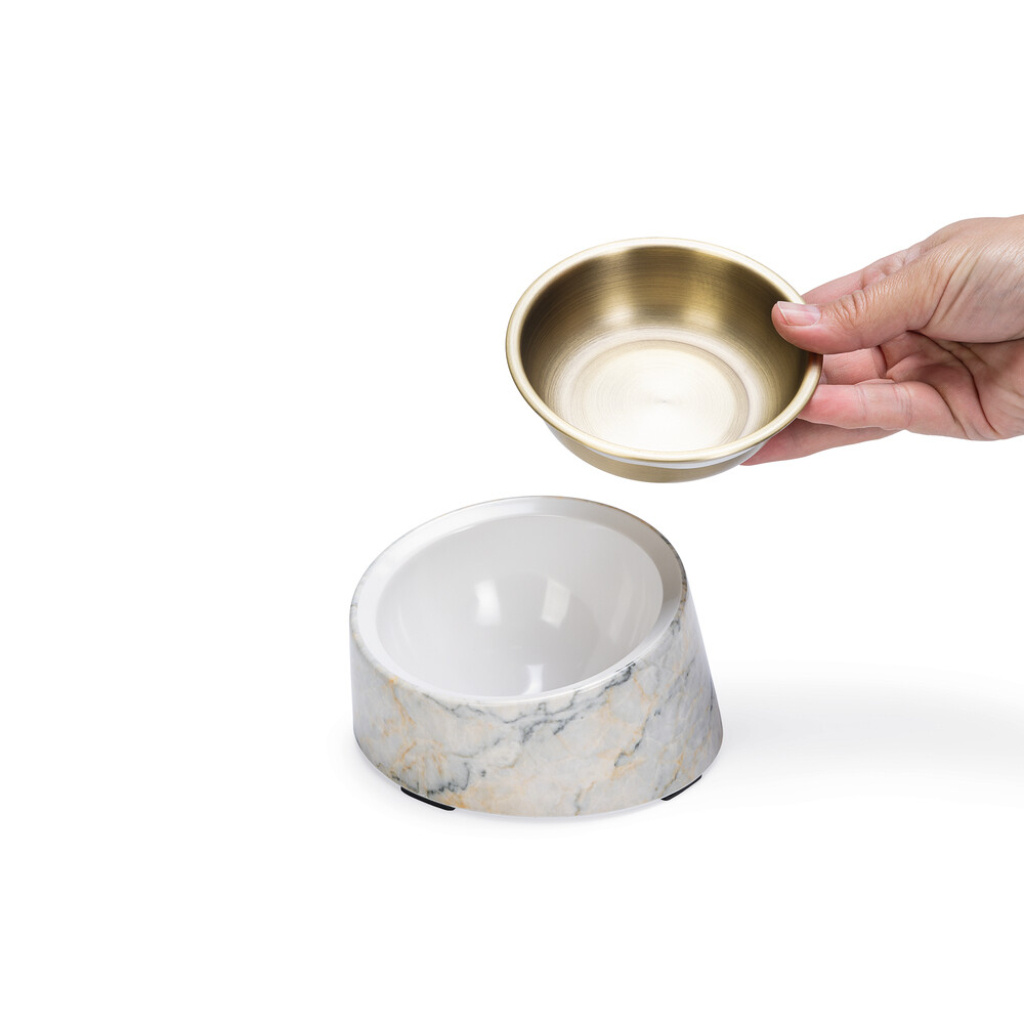 Beeztees Dbl Vita Paslanmaz Çelik Kedi Mama Su Kabı 160ml (Bej)