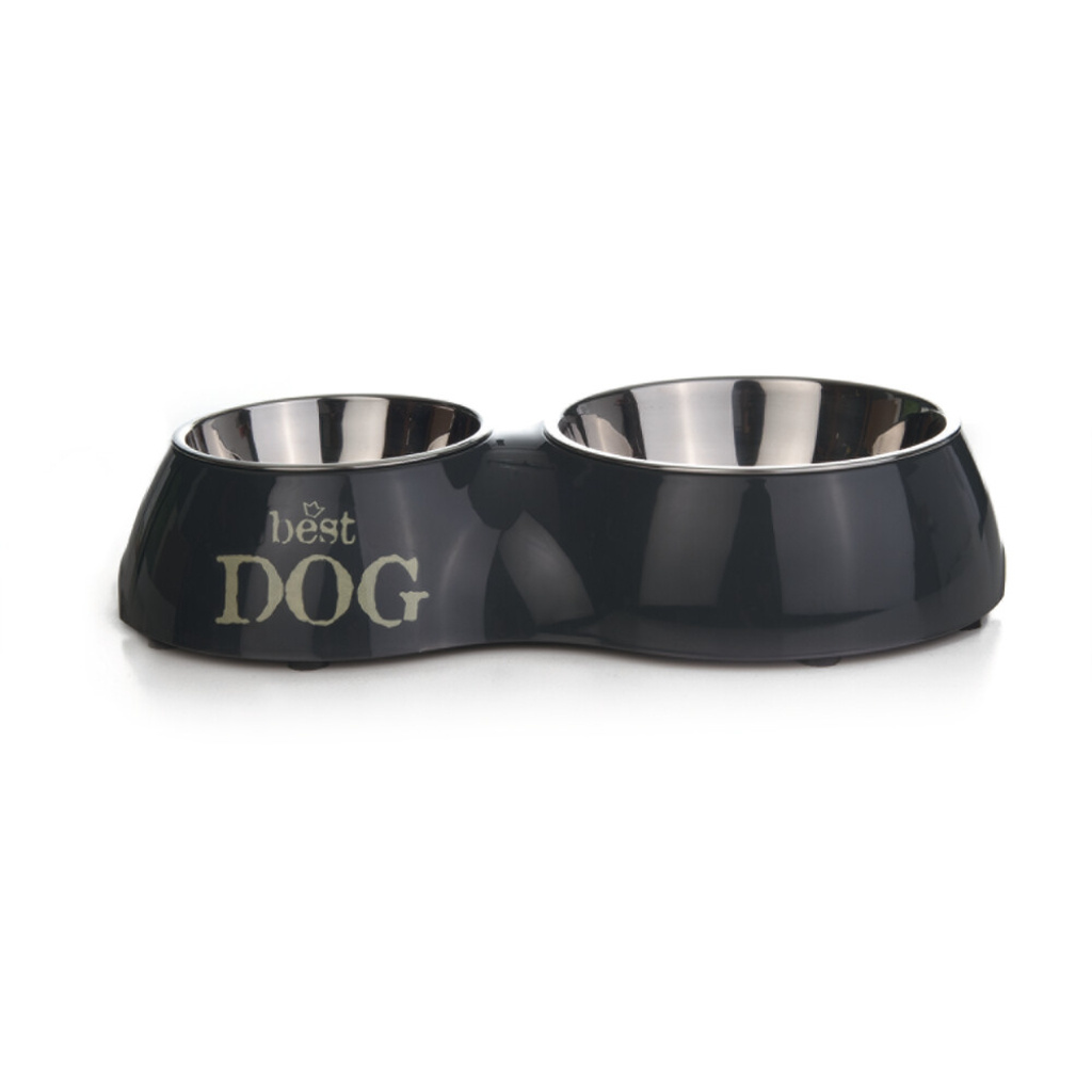 Beeztees Paslanmaz Çelik Köpek İkili Mama ve Su Kabı 37x22cm