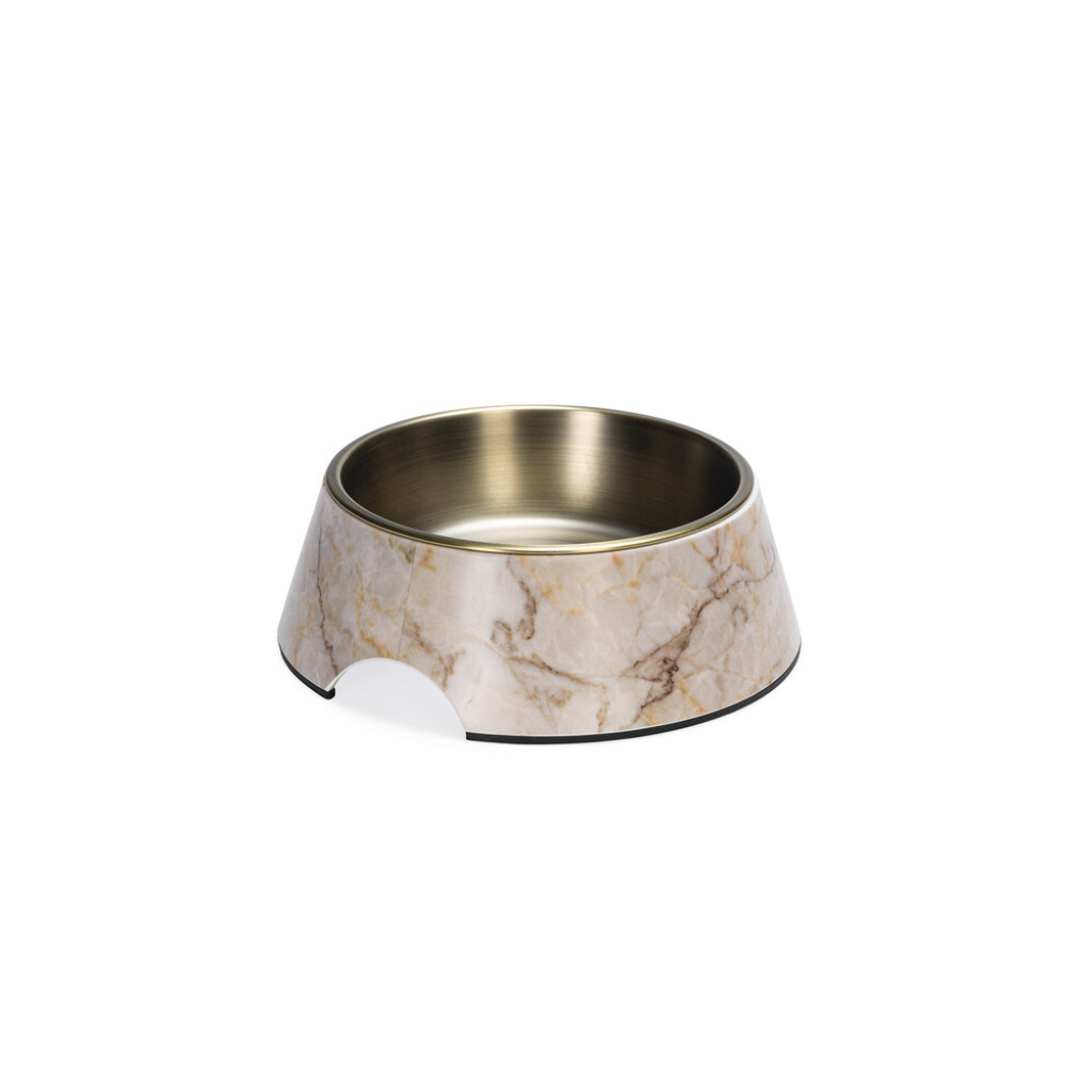 Beeztees Dbl Paslanmaz Çelik Köpek Mama Su Kabı 700ml (Bej Mermer)