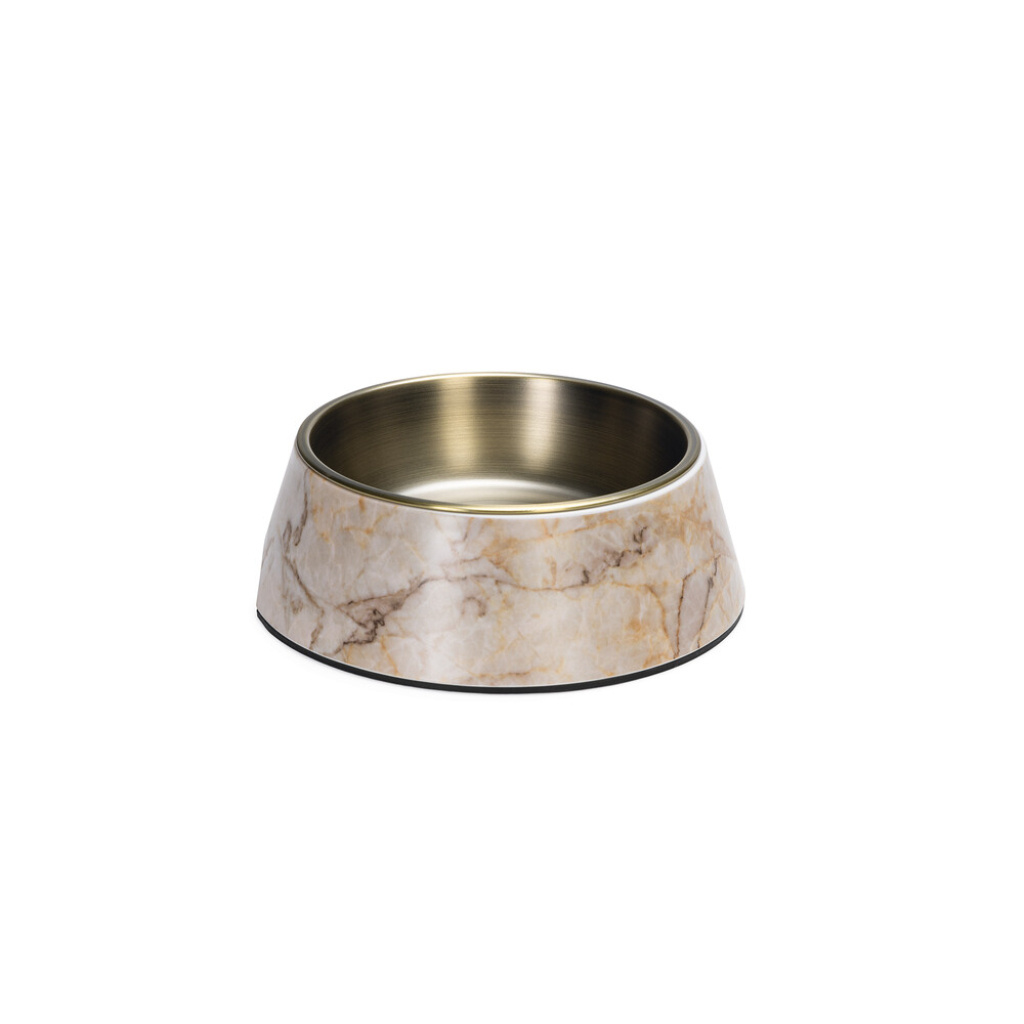 Beeztees Dbl Paslanmaz Çelik Köpek Mama Su Kabı 700ml (Bej Mermer)