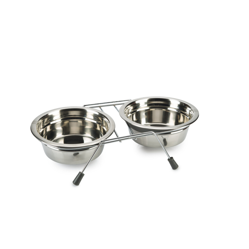 Beeztees Lumara Paslanmaz Çelik İkili Köpek Mama ve Su Kabı 2x800ml