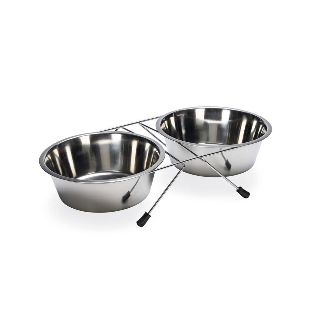 Beeztees Paslanmaz Çelik Köpek İkili Mama Su Kabı 2x1800ml