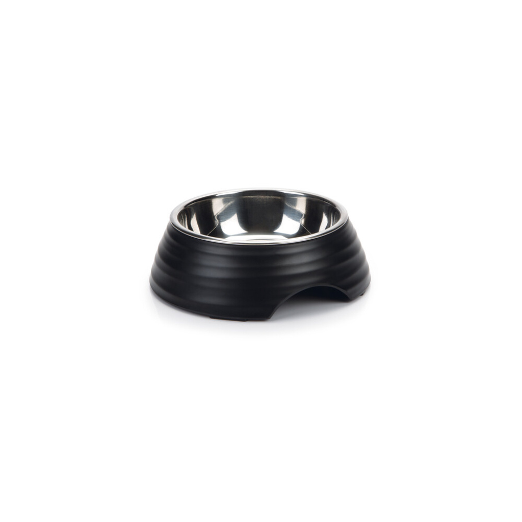 Beeztees Rimpu Paslanmaz Çelik Köpek Mama Su Kabı 14cm (Siyah)